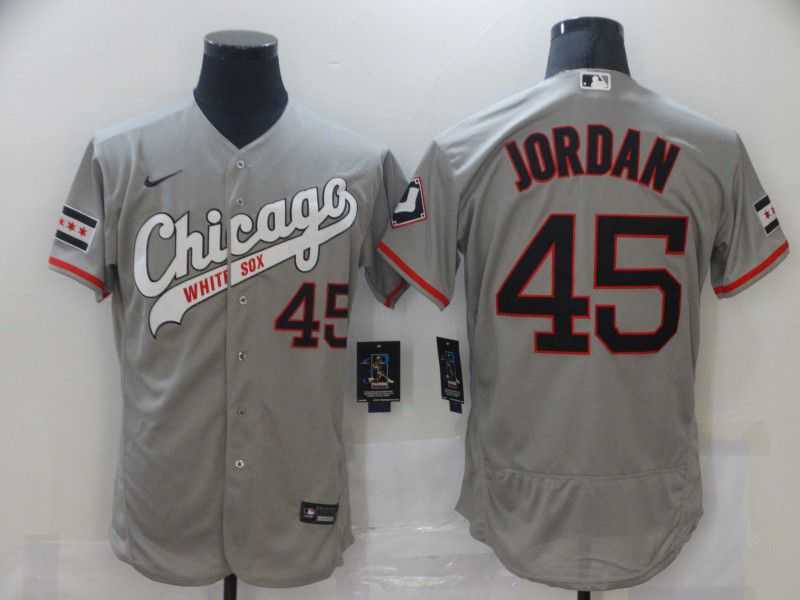 Men Chicago White Sox 45 Jordan Grey Elite Nike MLB Jerseys